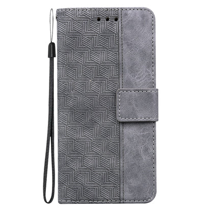 For Realme C67 4G Global Geometric Embossed Leather Phone Case(Grey) - C67 Cases by PMC Jewellery | Online Shopping South Africa | PMC Jewellery | Buy Now Pay Later Mobicred