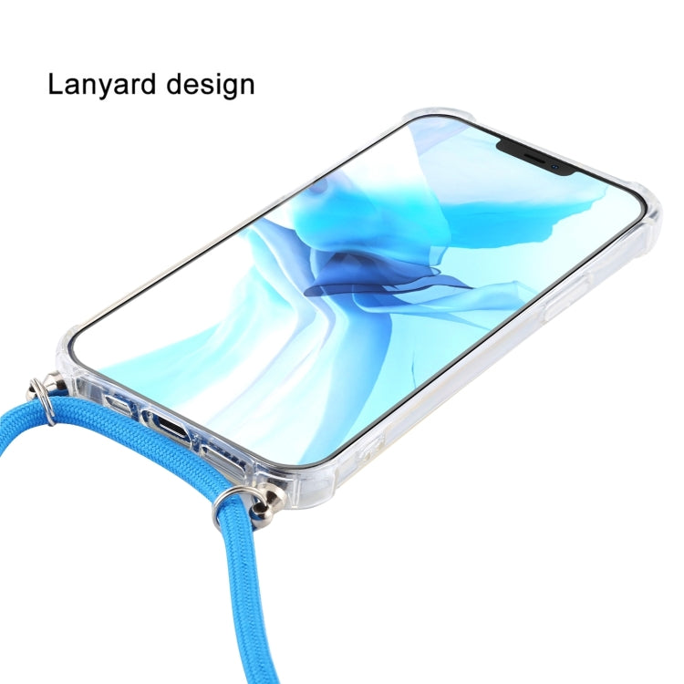 For iPhone 16 Plus Four-Corner Shockproof Transparent TPU Case with Lanyard(Black Gold) - free shipping - PMC TechLife - Order now!