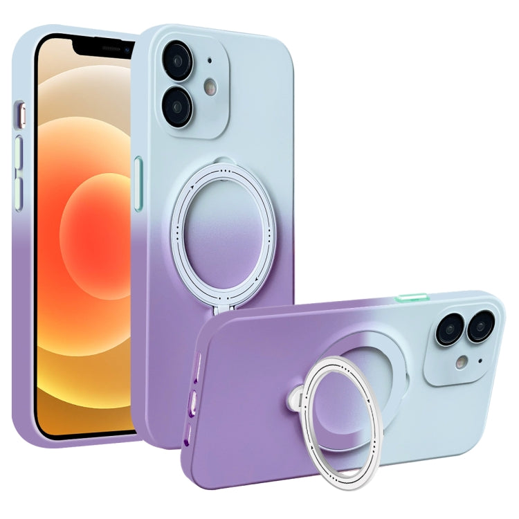 For iPhone 12 MagSafe Holder Gradient TPU Phone Case(Gray Purple) - iPhone 12 / 12 Pro Cases by PMC Jewellery | Online Shopping South Africa | PMC Jewellery