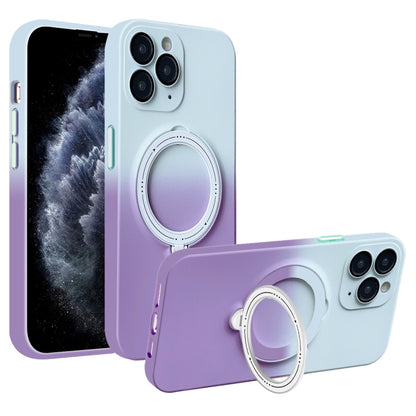 For iPhone 11 Pro MagSafe Holder Gradient TPU Phone Case(Gray Purple) - iPhone 11 Pro Cases by PMC Jewellery | Online Shopping South Africa | PMC Jewellery