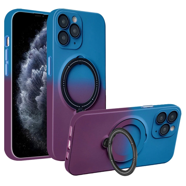 For iPhone 11 Pro MagSafe Holder Gradient TPU Phone Case(Blue Purple) - iPhone 11 Pro Cases by PMC Jewellery | Online Shopping South Africa | PMC Jewellery
