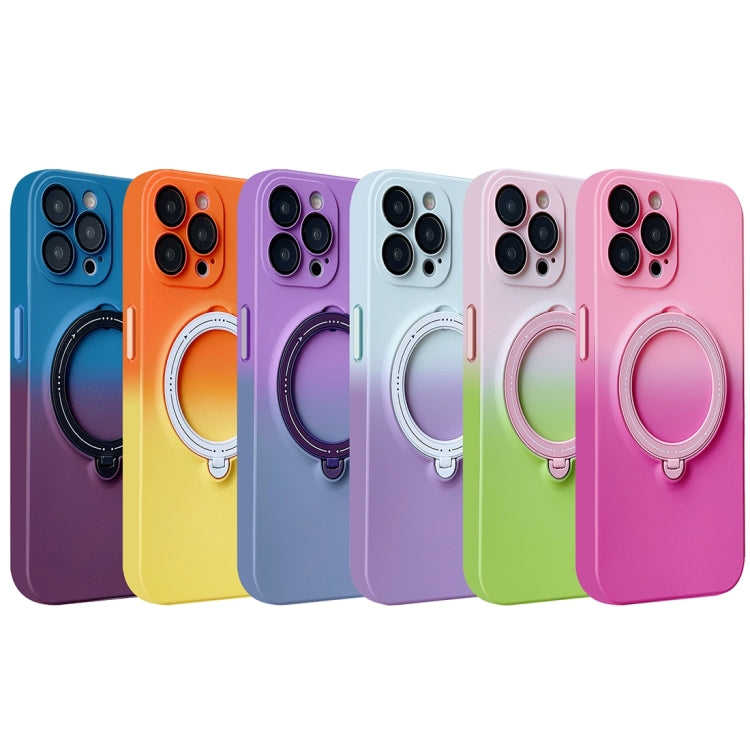 For iPhone 14 Pro Max Gradient TPU MagSafe Holder Phone Case(Pink Red) - free shipping - PMC TechLife - Order now!