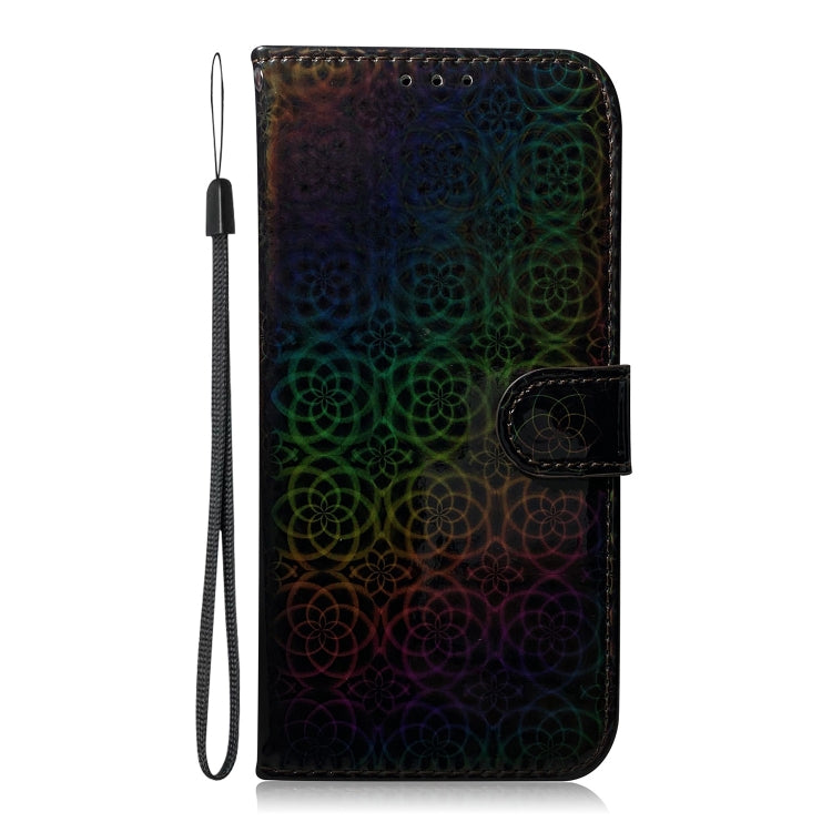 For iPhone 16e Colorful Magnetic Buckle Leather Phone Case(Black) - iPhone 16e Cases by PMC TechLife | Online Shopping South Africa | PMC TechLife | Buy Now Pay Later Mobicred