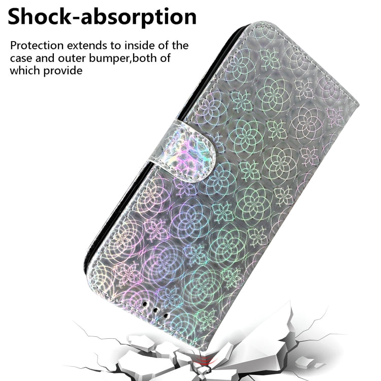 For iPhone 16e Colorful Magnetic Buckle Leather Phone Case(Silver) - iPhone 16e Cases by PMC TechLife | Online Shopping South Africa | PMC TechLife | Buy Now Pay Later Mobicred