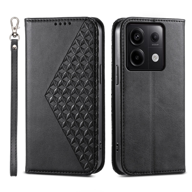For Xiaomi Redmi Note 13 Pro 5G Cubic Grid Calf Texture Magnetic Leather Phone Case(Black) - Xiaomi Cases by PMC TechLife | Online Shopping South Africa | PMC TechLife | Buy Now Pay Later Mobicred