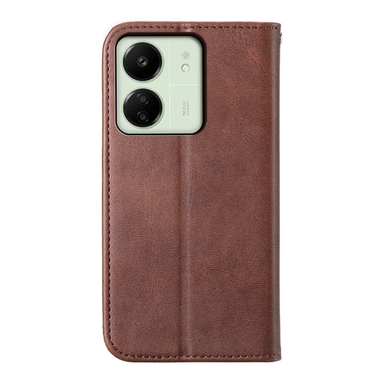For Xiaomi Redmi 13C Cubic Grid Calf Texture Magnetic Leather Phone Case(Brown) - 13C Cases by PMC TechLife | Online Shopping South Africa | PMC TechLife | Buy Now Pay Later Mobicred