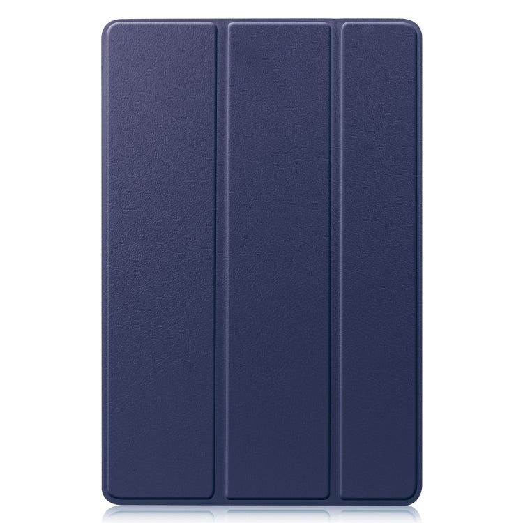 For Samsung Galaxy Tab S9 FE Custer Pure Color 3-Fold Holder Smart Leather Tablet Case(Dark Blue) - Galaxy Tab S9 FE by PMC TechLife | Online Shopping South Africa | PMC TechLife | Buy Now Pay Later Mobicred