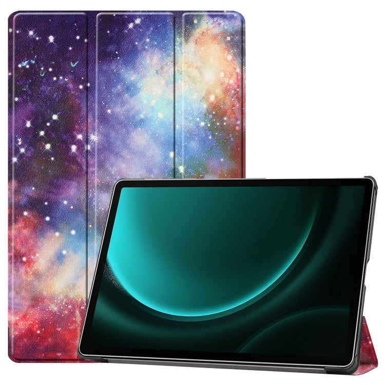 For Samsung Galaxy Tab S9 FE+ / S10+ Custer Painted 3-Fold Holder Smart Leather Tablet Case(Milky Way Nebula) - Galaxy Tab S9 FE+ by PMC Jewellery | Online Shopping South Africa | PMC Jewellery | Buy Now Pay Later Mobicred