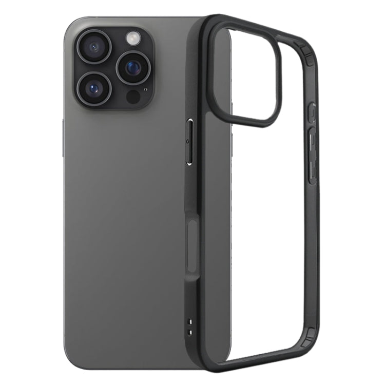 For iPhone 16 Pro Frosted TPU + Transparent PC Phone Case(Black) - iPhone 16 Pro Cases by PMC Jewellery | Online Shopping South Africa | PMC Jewellery | Buy Now Pay Later Mobicred