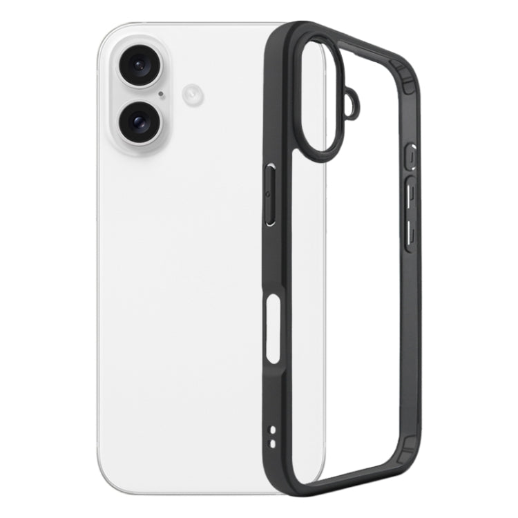 For iPhone 16 Frosted TPU + Transparent PC Phone Case(Black) - iPhone 16 Cases by PMC TechLife | Online Shopping South Africa | PMC TechLife | Buy Now Pay Later Mobicred
