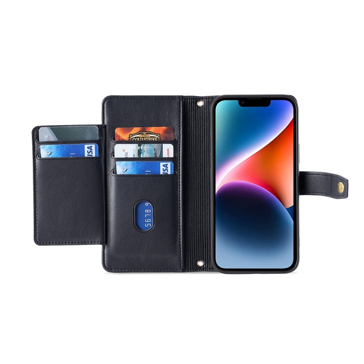 For vivo Y35+ 5G Lite Sheep Texture Cross-body Zipper Wallet Leather Phone Case(Black) - vivo Cases by PMC Jewellery | Online Shopping South Africa | PMC Jewellery | Buy Now Pay Later Mobicred