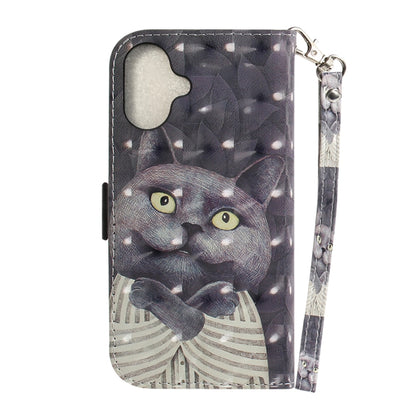 For iPhone 16 3D Colored Horizontal Flip Leather Phone Case(Hug Cat) - iPhone 16 Cases by PMC Jewellery | Online Shopping South Africa | PMC Jewellery | Buy Now Pay Later Mobicred