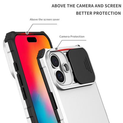 For iPhone 16 Stereoscopic Holder Sliding Camshield Phone Case(White) - iPhone 16 Cases by PMC Jewellery | Online Shopping South Africa | PMC Jewellery | Buy Now Pay Later Mobicred