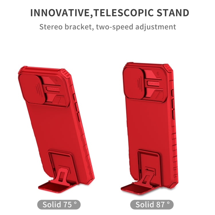 For iPhone 16 Stereoscopic Holder Sliding Camshield Phone Case(Red) - iPhone 16 Cases by PMC Jewellery | Online Shopping South Africa | PMC Jewellery | Buy Now Pay Later Mobicred