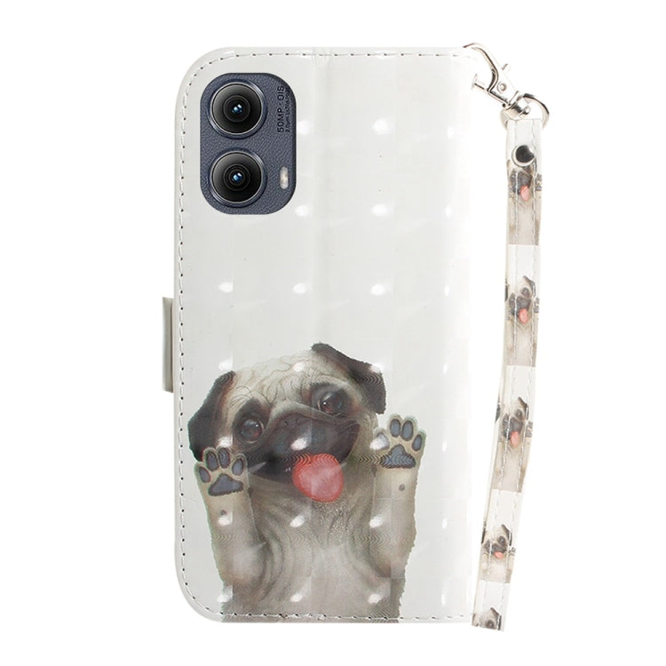 For Motorola Edge 2024 3D Colored Flip Leather Phone Case(Pug) - Motorola Cases by PMC Jewellery | Online Shopping South Africa | PMC Jewellery | Buy Now Pay Later Mobicred