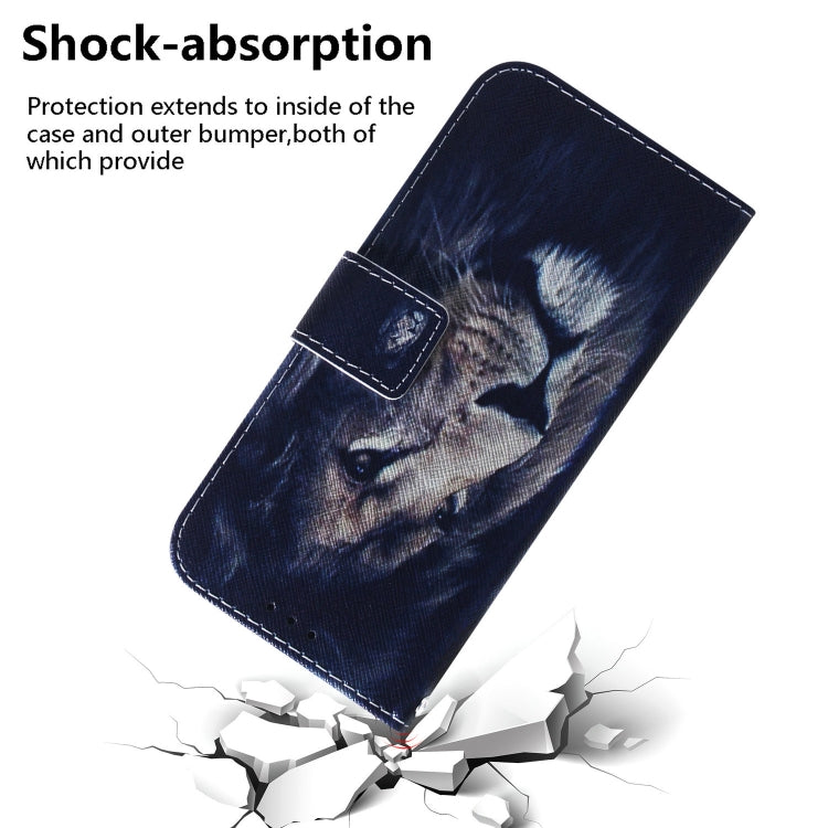 For iPhone 16e Coloured Drawing Flip Leather Phone Case(Lion) - iPhone 16e Cases by PMC TechLife | Online Shopping South Africa | PMC TechLife | Buy Now Pay Later Mobicred