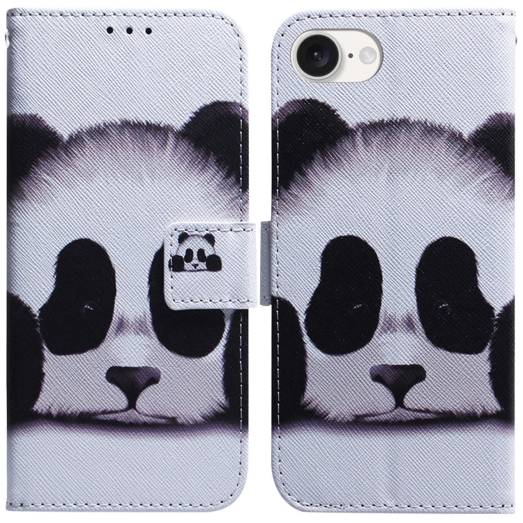 For iPhone 16e Coloured Drawing Flip Leather Phone Case(Panda) - iPhone 16e Cases by PMC TechLife | Online Shopping South Africa | PMC TechLife | Buy Now Pay Later Mobicred