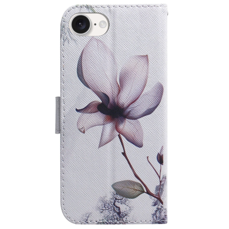 For iPhone 16e Coloured Drawing Flip Leather Phone Case(Magnolia) - iPhone 16e Cases by PMC TechLife | Online Shopping South Africa | PMC TechLife | Buy Now Pay Later Mobicred
