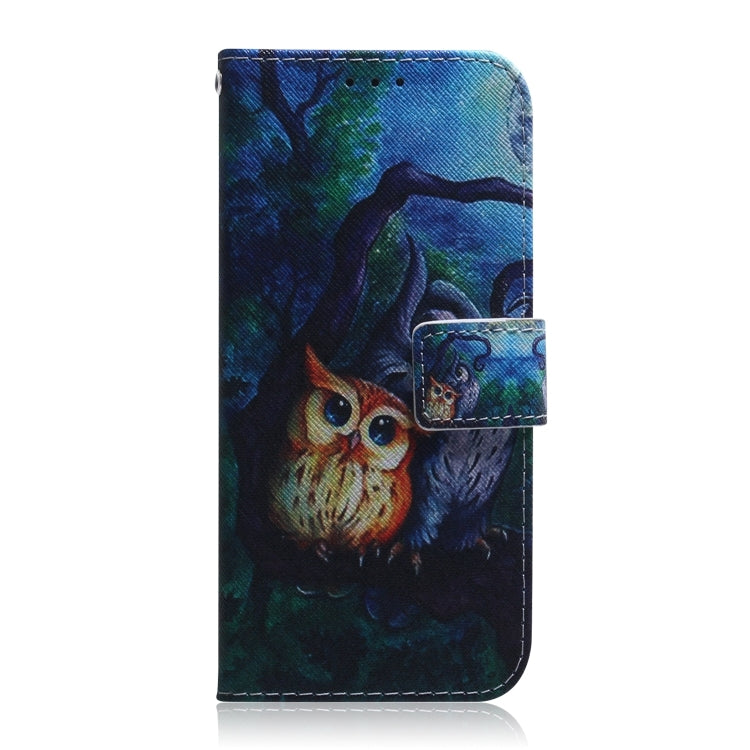 For iPhone 16 Coloured Drawing Flip Leather Phone Case(Oil Painting Owl) - iPhone 16 Cases by PMC TechLife | Online Shopping South Africa | PMC TechLife | Buy Now Pay Later Mobicred