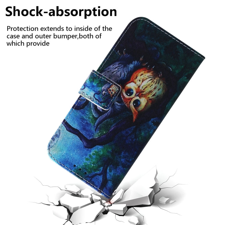 For iPhone 16 Coloured Drawing Flip Leather Phone Case(Oil Painting Owl) - iPhone 16 Cases by PMC TechLife | Online Shopping South Africa | PMC TechLife | Buy Now Pay Later Mobicred