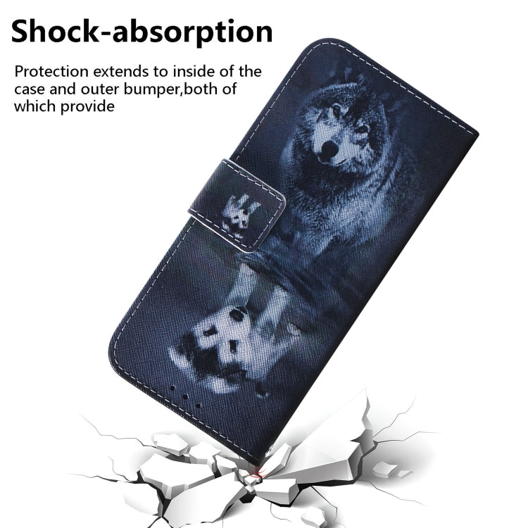 For iPhone 16 Coloured Drawing Flip Leather Phone Case(Wolf and Dog) - iPhone 16 Cases by PMC TechLife | Online Shopping South Africa | PMC TechLife | Buy Now Pay Later Mobicred