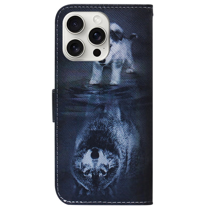 For iPhone 16 Pro Coloured Drawing Flip Leather Phone Case(Wolf and Dog) - iPhone 16 Pro Cases by PMC Jewellery | Online Shopping South Africa | PMC Jewellery | Buy Now Pay Later Mobicred