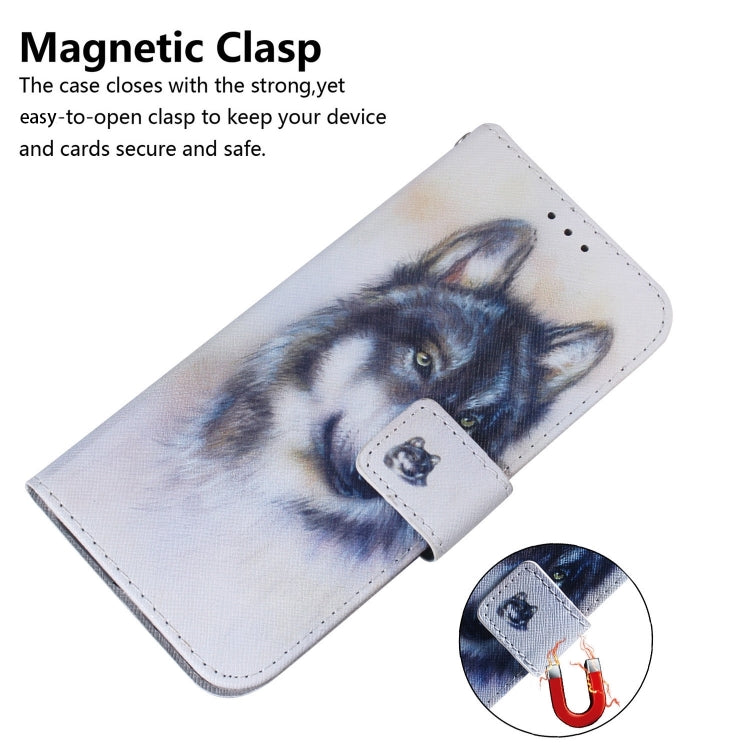 For iPhone 16 Plus Coloured Drawing Flip Leather Phone Case(White Wolf) - iPhone 16 Plus Cases by PMC TechLife | Online Shopping South Africa | PMC TechLife | Buy Now Pay Later Mobicred