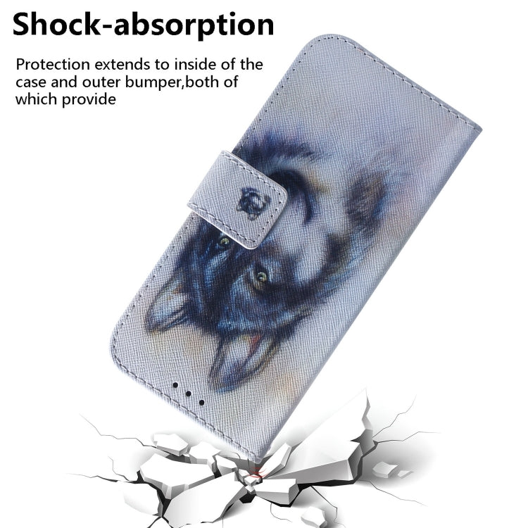For iPhone 16 Plus Coloured Drawing Flip Leather Phone Case(White Wolf) - iPhone 16 Plus Cases by PMC TechLife | Online Shopping South Africa | PMC TechLife | Buy Now Pay Later Mobicred