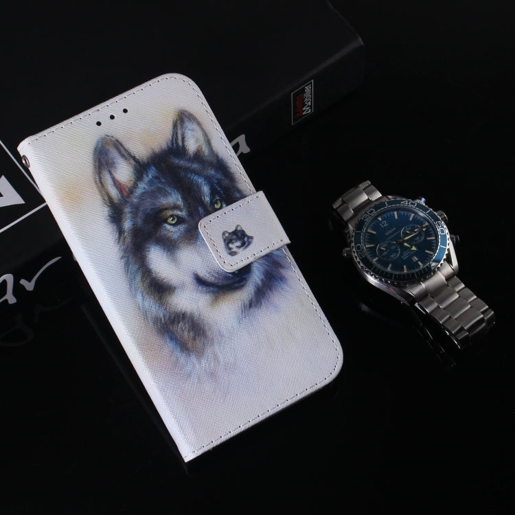 For iPhone 16 Pro Max Coloured Drawing Flip Leather Phone Case(White Wolf) - iPhone 16 Pro Max Cases by PMC TechLife | Online Shopping South Africa | PMC TechLife | Buy Now Pay Later Mobicred