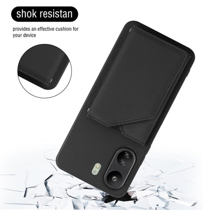 For Xiaomi Redmi 13C 4G / Poco C65 Skin Feel PU + TPU + PC Card Slots Phone Case(Black) - 13C Cases by PMC Jewellery | Online Shopping South Africa | PMC Jewellery | Buy Now Pay Later Mobicred