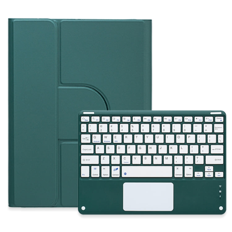 For iPad 10th Gen 10.9 2022 Square Button 360 Degree Rotatable Bluetooth Keyboard Leather Case with Touchpad(Dark Green) - Universal by PMC TechLife | Online Shopping South Africa | PMC TechLife