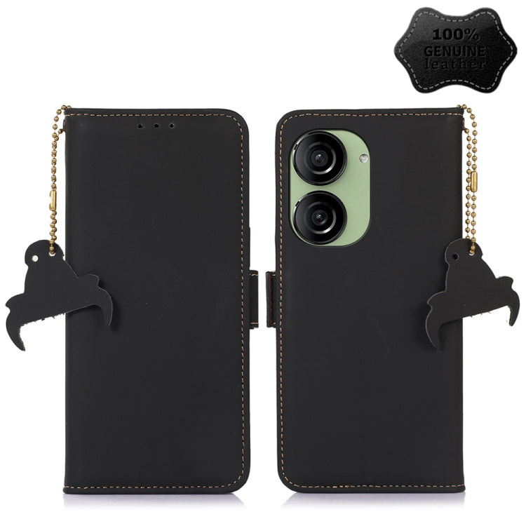 For Asus Zenfone 10 / Zenfone 9 Genuine Leather Magnetic RFID Leather Phone Case(Black) - ASUS Cases by PMC TechLife | Online Shopping South Africa | PMC TechLife | Buy Now Pay Later Mobicred