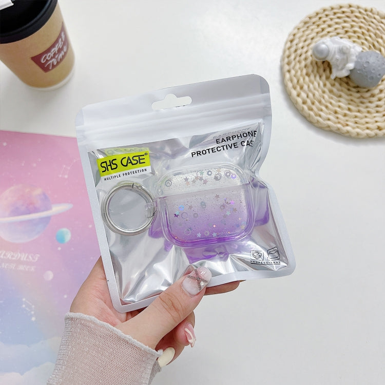 For AirPods Pro Transparent Glitter Bluetooth Earphone Protective Case(Dark Blue) - For AirPods Pro by PMC Jewellery | Online Shopping South Africa | PMC Jewellery | Buy Now Pay Later Mobicred