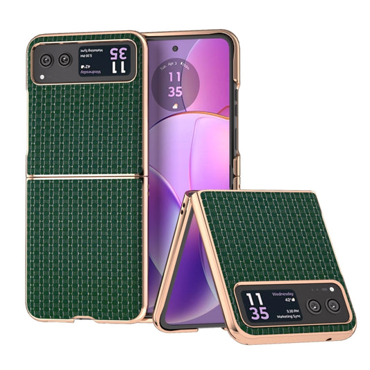 For Motorola Razr 40 Genuine Leather Luxury Series Nano Plating Phone Case(Dark Green) - Motorola Cases by PMC Jewellery | Online Shopping South Africa | PMC Jewellery | Buy Now Pay Later Mobicred