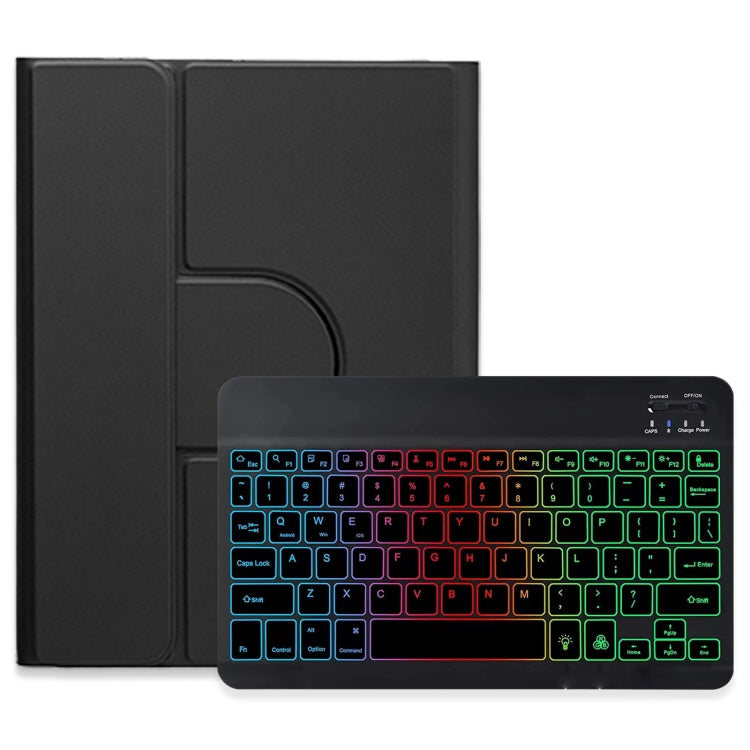 For iPad 10.2 2021 / Air 2019 Three-color Backlight Black 360 Degree Rotatable Bluetooth Keyboard Leather Case(Black) - Universal by PMC TechLife | Online Shopping South Africa | PMC TechLife