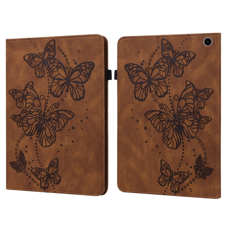 For Amazon Fire Max 11 Embossed Butterfly Pattern Leather Tablet Case(Brown) - Amazon by PMC TechLife | Online Shopping South Africa | PMC TechLife | Buy Now Pay Later Mobicred
