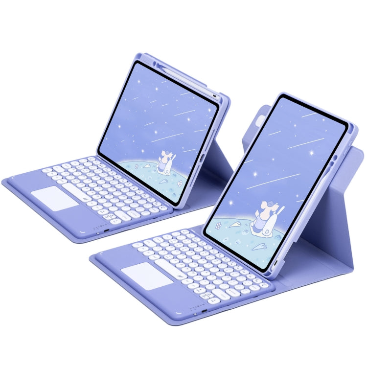 For iPad 10th Gen 10.9 2022 Round Button 360 Degree Rotatable Bluetooth Keyboard Leather Case with Touchpad(Light Purple) - Universal by PMC TechLife | Online Shopping South Africa | PMC TechLife