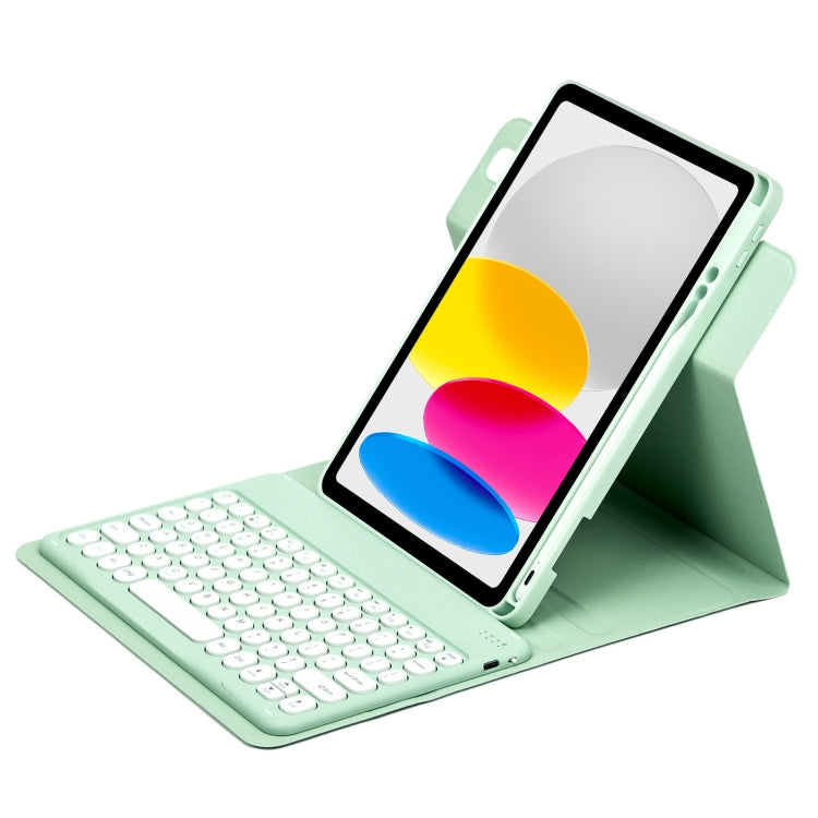 For iPad 10th Gen 10.9 2022 Round Button 360 Degree Rotatable Bluetooth Keyboard Leather Case(Mint Green) - Universal by PMC TechLife | Online Shopping South Africa | PMC TechLife