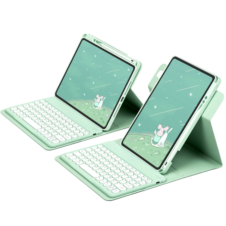 For iPad 10th Gen 10.9 2022 Round Button 360 Degree Rotatable Bluetooth Keyboard Leather Case(Mint Green) - Universal by PMC TechLife | Online Shopping South Africa | PMC TechLife