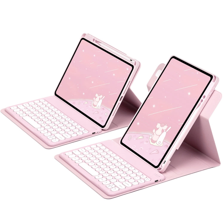 For iPad 10th Gen 10.9 2022 Round Button 360 Degree Rotatable Bluetooth Keyboard Leather Case(Pink) - Universal by PMC TechLife | Online Shopping South Africa | PMC TechLife