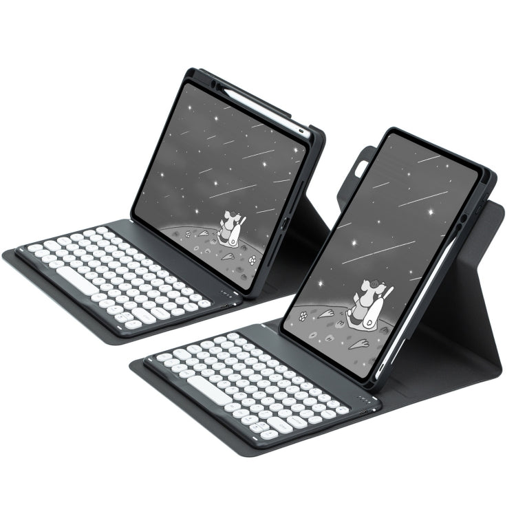 For iPad 10.2 2021 / Air 2019 Round Button 360 Degree Rotatable Bluetooth Keyboard Leather Case(Black) - Universal by PMC TechLife | Online Shopping South Africa | PMC TechLife
