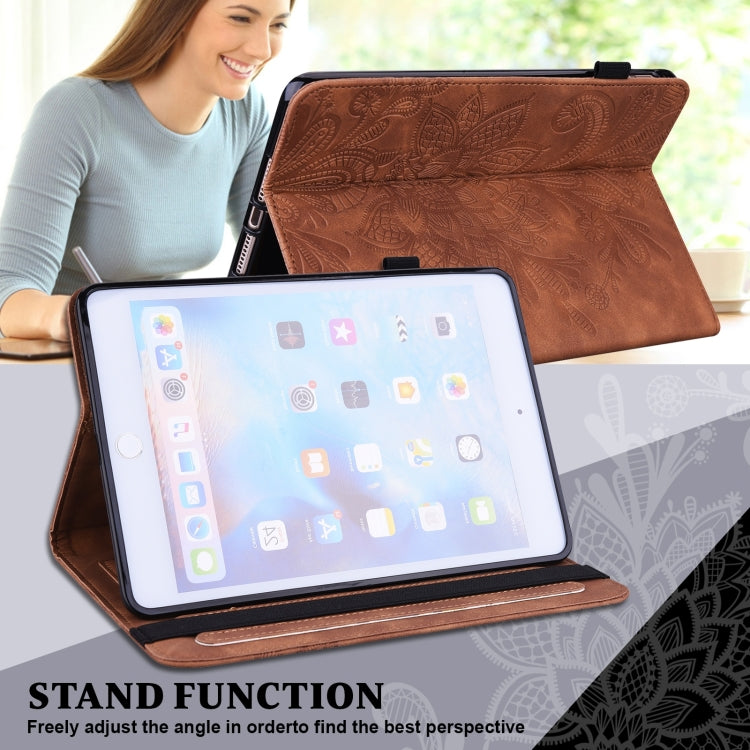 For Amazon Fire Max 11 Lace Flower Embossing Pattern Leather Tablet Case(Brown) - Amazon by PMC TechLife | Online Shopping South Africa | PMC TechLife | Buy Now Pay Later Mobicred