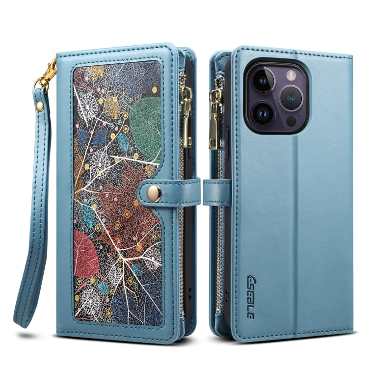 For iPhone 16 Pro Max ESEBLE Star Series Lanyard Zipper Wallet RFID Leather Case(Blue) - free shipping - PMC TechLife - Order now!