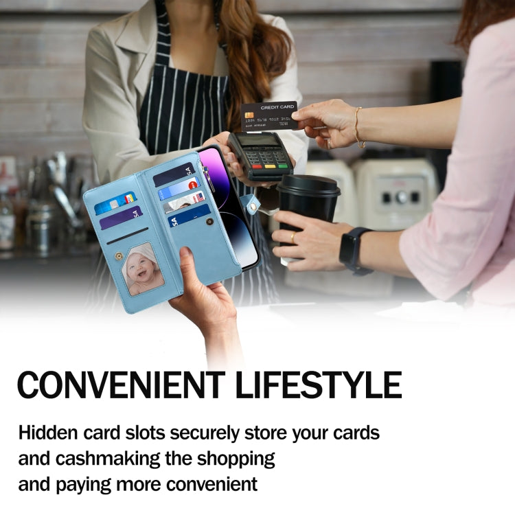 For iPhone 16 Pro Max ESEBLE Star Series Lanyard Zipper Wallet RFID Leather Case(Blue) - free shipping - PMC TechLife - Order now!