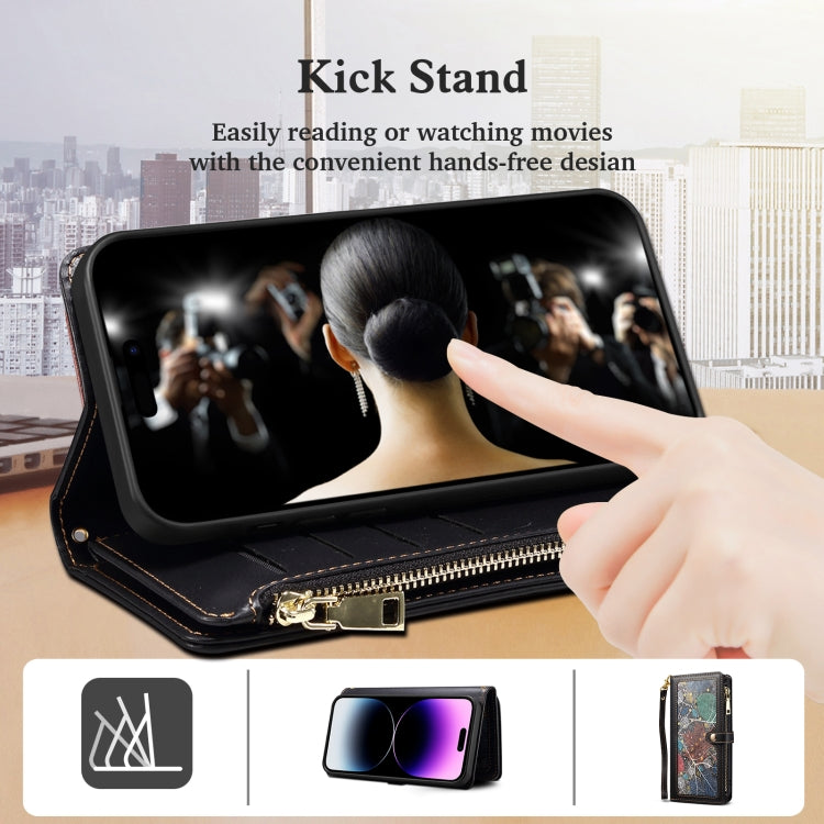 For iPhone 16 Pro ESEBLE Star Series Lanyard Zipper Wallet RFID Leather Case(Black) - iPhone 16 Pro Cases by ESEBLE | Online Shopping South Africa | PMC TechLife | Buy Now Pay Later Mobicred
