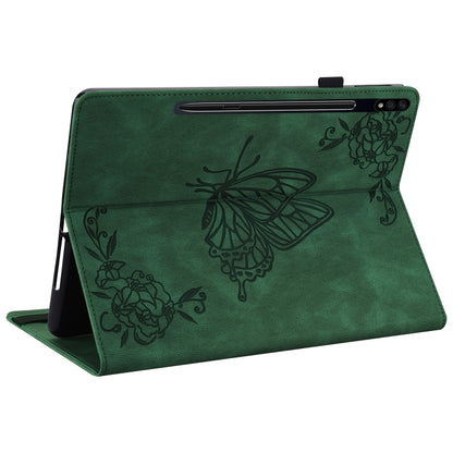 For Samsung Galaxy Tab S9 Butterfly Flower Embossed Leather Tablet Case(Green) - Galaxy Tab S9 Cases by PMC Jewellery | Online Shopping South Africa | PMC Jewellery | Buy Now Pay Later Mobicred