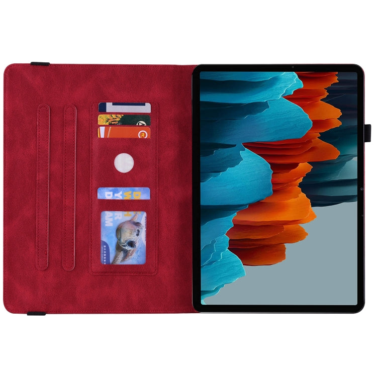 For Samsung Galaxy Tab S9 Butterfly Flower Embossed Leather Tablet Case(Red) - Galaxy Tab S9 Cases by PMC Jewellery | Online Shopping South Africa | PMC Jewellery | Buy Now Pay Later Mobicred