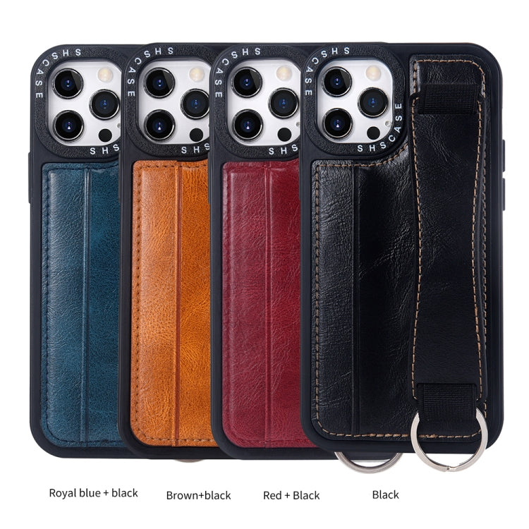 For iPhone 14 Pro Photo Frame Card Wallet Wrist Strap Holder Back Cover Phone Case(Brown) - iPhone 14 Pro Cases by PMC TechLife | Online Shopping South Africa | PMC TechLife