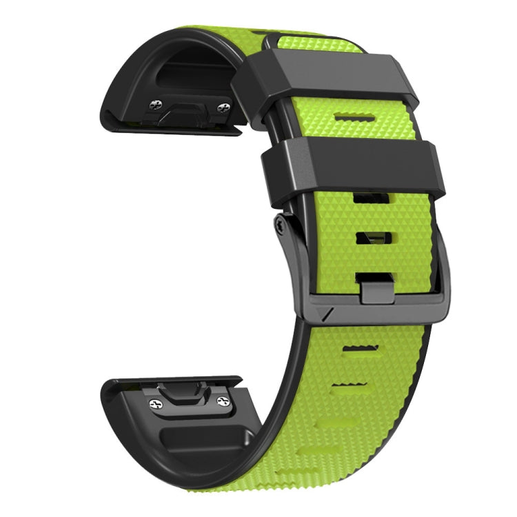 For Garmin Fenix 7 Pro 22mm Screw Buckle Diamond Texture Two Color Silicone Watch Band(Lime Green+Black) - Watch Bands by PMC Jewellery | Online Shopping South Africa | PMC Jewellery