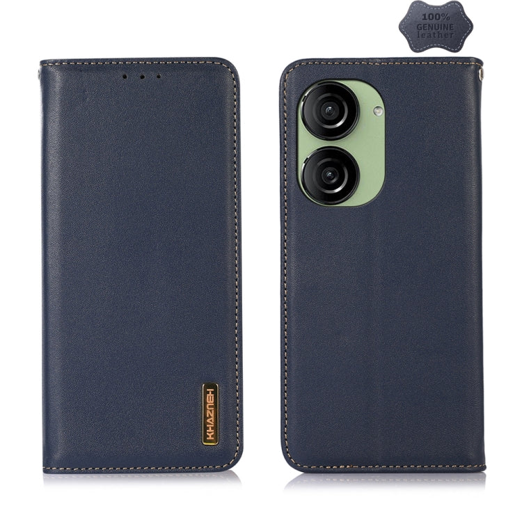 For Asus ZenFone 10 / ZenFone 9 KHAZNEH Nappa Top Layer Cowhide Leather Phone Case(Blue) - ASUS Cases by PMC TechLife | Online Shopping South Africa | PMC TechLife | Buy Now Pay Later Mobicred